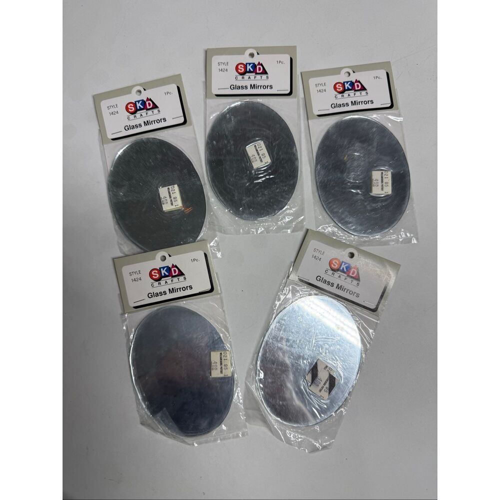 Vintage SKD CRAFTS Oval Glass Mirrors 3”X 4” 5 Pcs Set